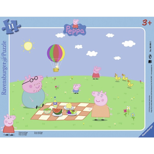 Puzzle cadre 11 pièces : Peppa Pig : Pique-nique avec Peppa - Ravensburger-06064