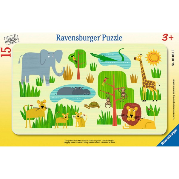 Puzzle cadre 15 pièces : Animaux d'Afrique rigolos - Ravensburger-06061