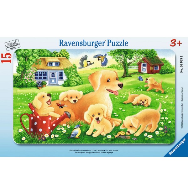Puzzle cadre 15 pièces : Petits chiens curieux - Ravensburger-06377