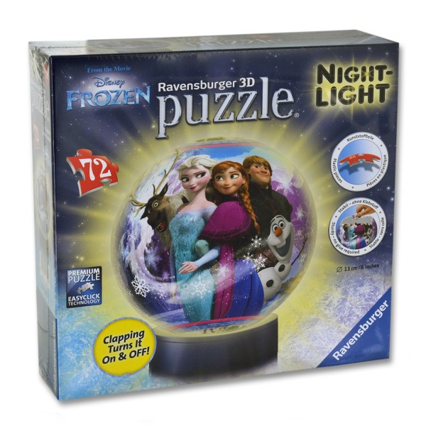 Puzzle ball 72 pièces lumineux la nuit : La Reine des Neiges (Frozen) - Ravensburger-11805
