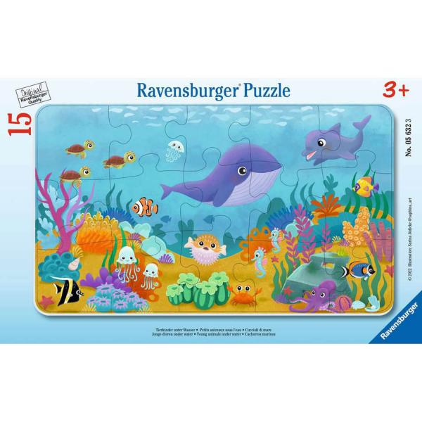 Puzzle cadre 15 pièces : Petits animaux sous l'eau - Ravensburger-5632