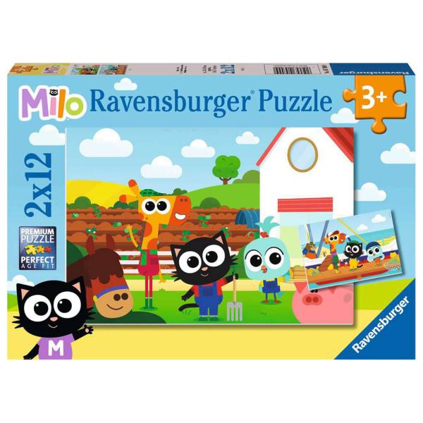 Puzzles 2 x 12 pièces : Fermier ou pêcheur ? Milo - Ravensburger-5700