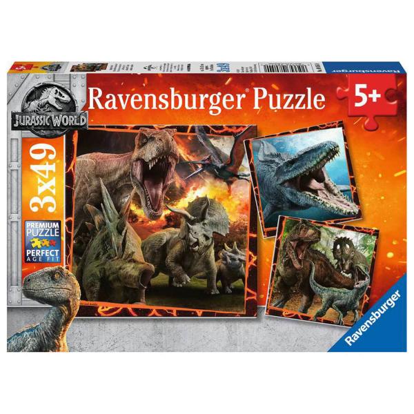 Puzzles 3 x 49 pièces : Jurassic World : Instinct de chasseur - Ravensburger-8054