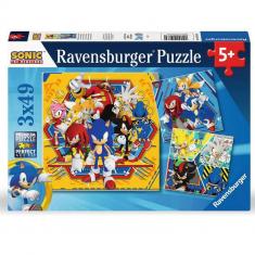 Puzzles 3x49 pieces : Sonic