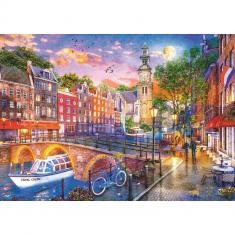 Puzzle 1000 pièces : Coucher de soleil sur Amsterdam