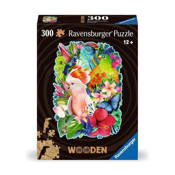 Puzzle forme 300 pièces en bois :  Jolis oiseaux  - Ravensburger-12000760