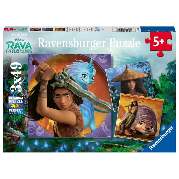 Puzzles 3 x 49 pièces : Disney Raya et dernier dragon : Raya, la courageuse guerrière - Ravensburger-50987