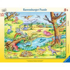 Puzzle cadre 15 pièces : Dinosaures