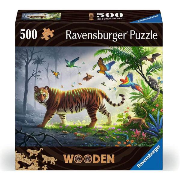 Puzzle en bois 500 pièces : Tigre de la jungle - RAVENSBURGER-17514