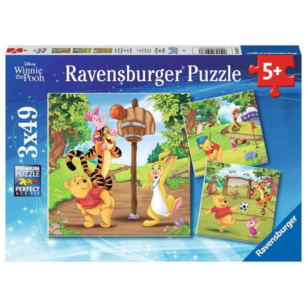 Puzzles 3 x 49 pièces : Disney Winnie l'Ourson : Journée sportive - Ravensburger-05187