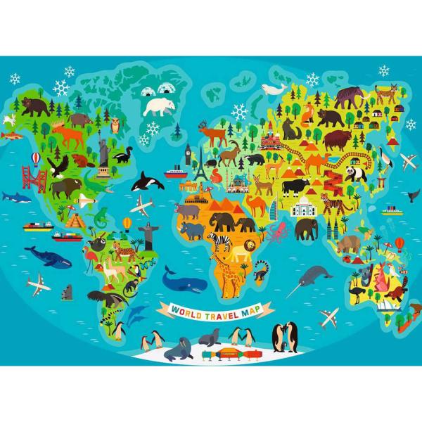 Puzzle 150 pièces XXL : La carte du monde des animaux - Ravensburger-13287