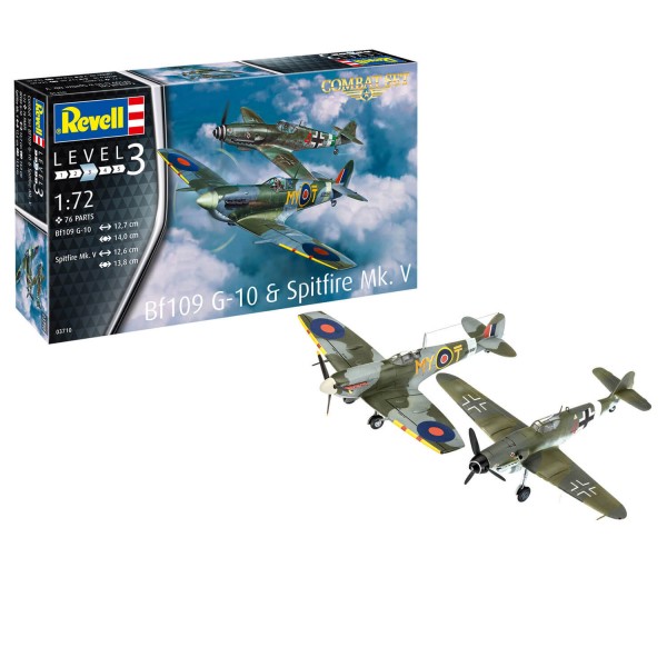 Maquettes avions : Messerschmitt Bf109G-10 et Spitfire Mk.V - Revell-03710
