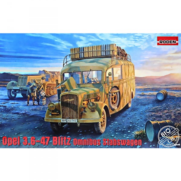 Maquette véhicule militaire : Opel 3.6-47 Blitz omnibus stabswagen - Roden-ROD810