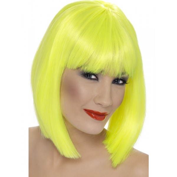 Perruque glam jaune fluo - 42143