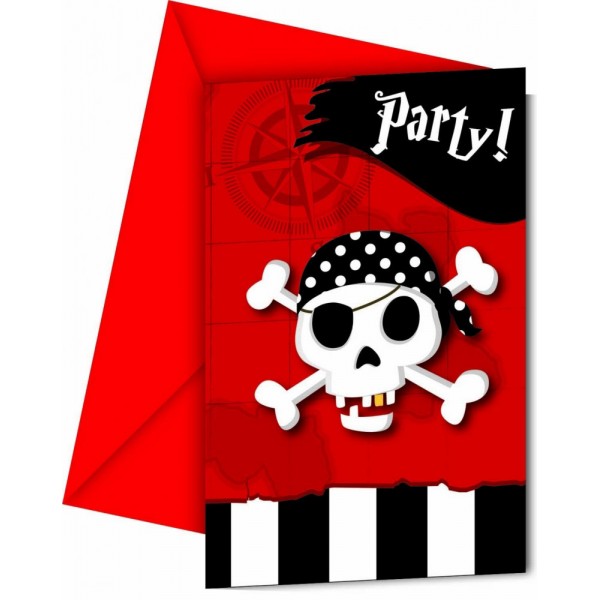 Invitations Carte aux Trésor Pirate x6 - 81968