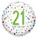 Miniature Ballon Aluminium Rond 43 cm : Happy Birthday 21 ans - Confettis
