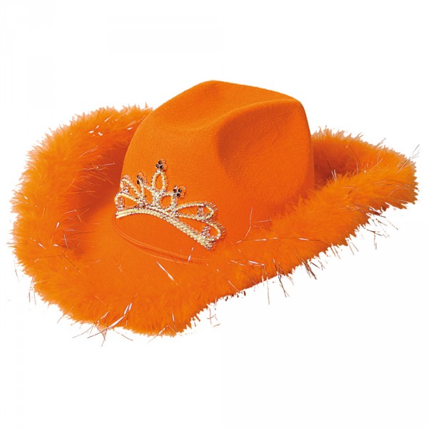 Chapeau De Cow Boy Avec Diadème Lumineux Orange - Femme - 09923