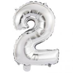 Ballon Aluminium 45 cm :  Chiffre 2 - Argent