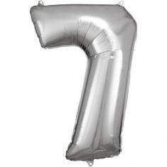 Ballon Aluminium 88 cm : Chiffre 7 - Argent