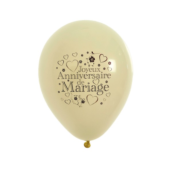 Sachet De 10 Ballons Multicolores ''Joyeux Anniversaire De Mariage'' - 32017