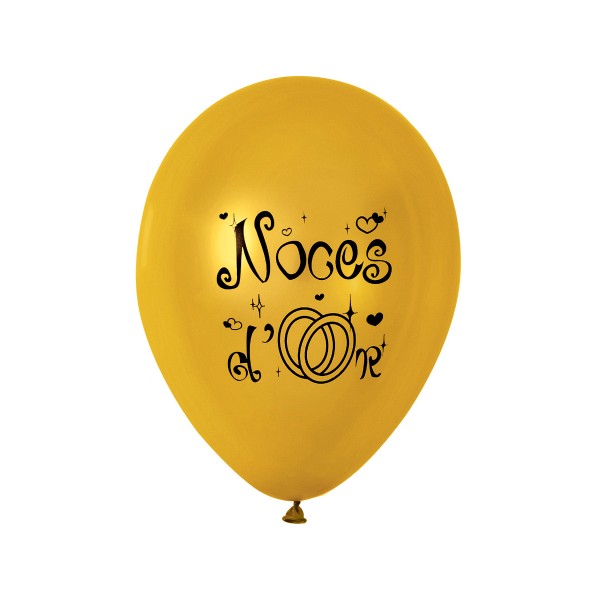 Sachet De 10 Ballons Or ''Noces D'Or'' - 20908