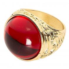 BAGUE DOREE AVEC PIERRE ROUGE