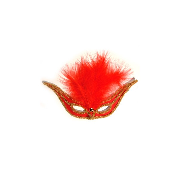 Loup Domino Plumes Rouges - 6472R_ROUGE