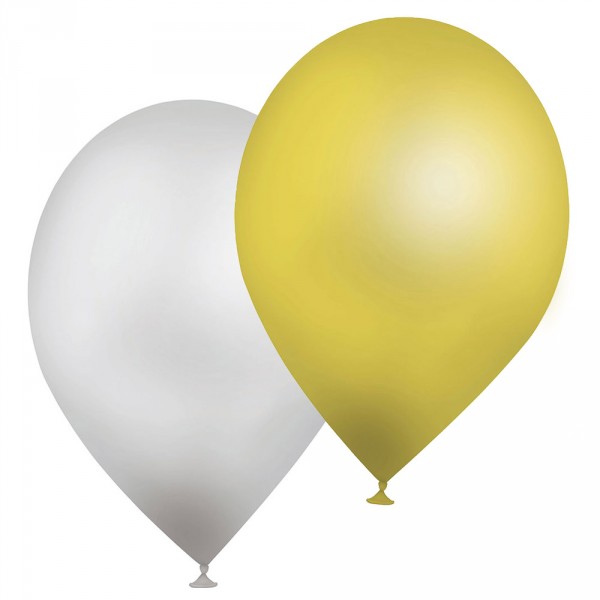 Ballons de baudruche Or/Argent : Sac de 10 ballons - Rubies-410231