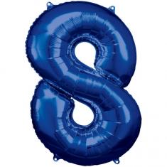 Ballon Aluminium 86 cm : Chiffre 8 - Bleu