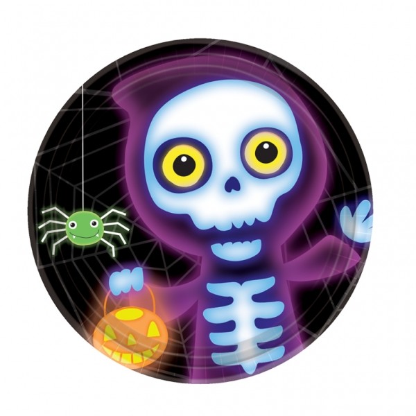 8 Assiettes Carton Squelette Halloween Monsters - AM551157