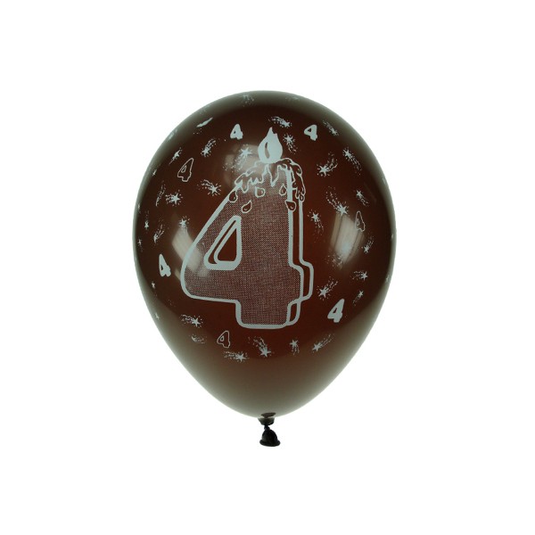 Sachet Ballons Chiffre 4 Multicolores x8 - 0122