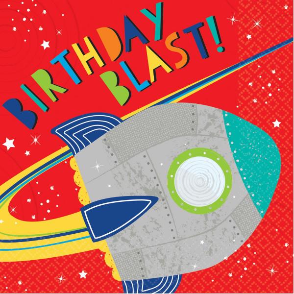 Serviettes : Blast Off Birthday x 16 - 512278
