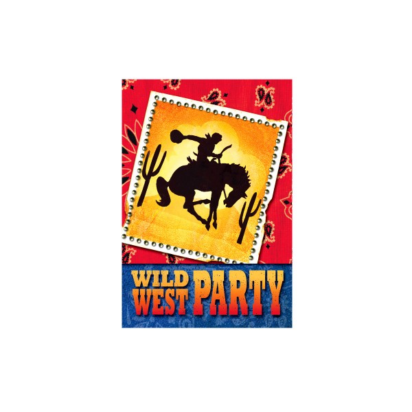 8 Invitations Anniversaire Western Party - 495009