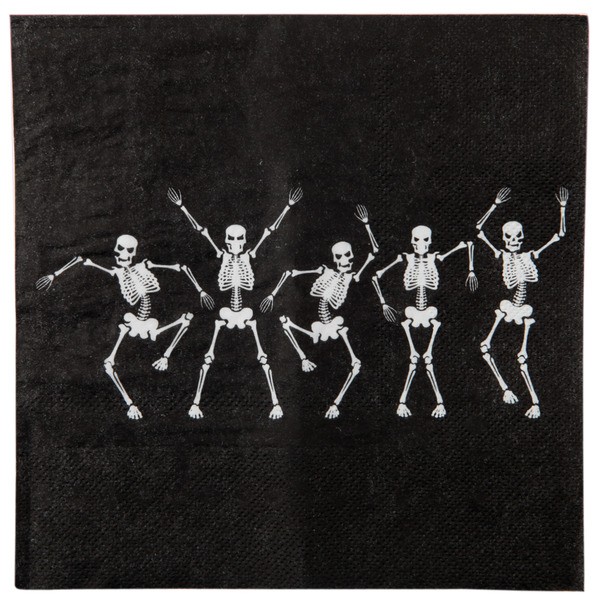 Serviettes Squelettes Noirs x20 - 4106-11