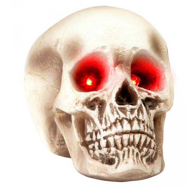 Crâne décoratif avec yeux lumineux - 22 cm - 9535S