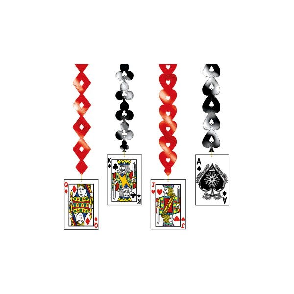 1 Pack De 4 Décorations À Suspendre "Casino Party" – Cartes À Jouer - 13275