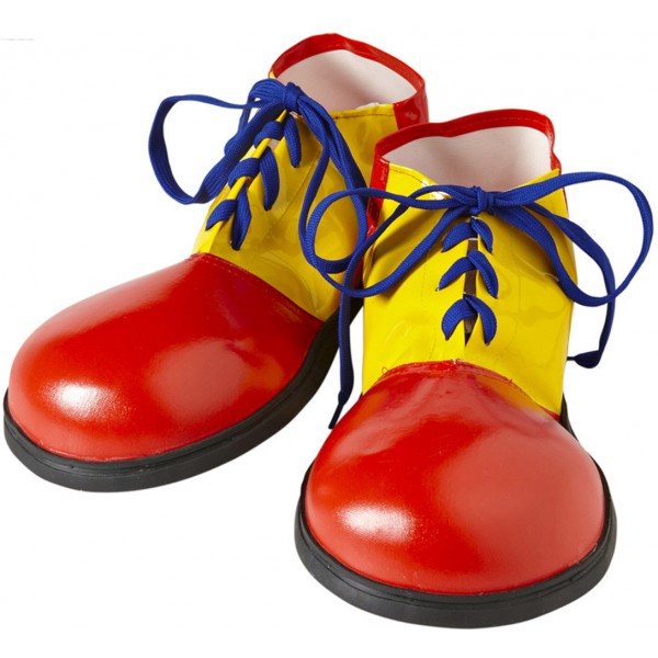Chaussures De Clown Rouge et Jaune - Lacets Bleus - 9145S-BLEU