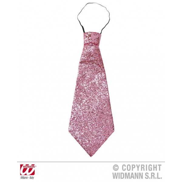 Cravate Large Rose à Paillettes - 9367C