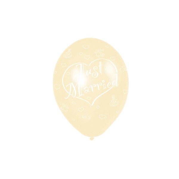 6 Ballons (27,5Cm) « Just Married » - Ivoire - 991739