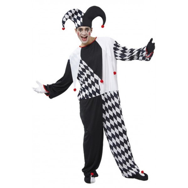 Costume Carnaval : Deguisement Arlequin Jester – Adulte - 87162