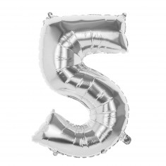 Ballon aluminium chiffre 5 : Argent