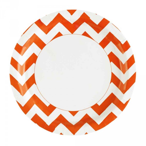 Assiettes - Chevrons - Orange x 8 - 999496