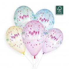 50 Ballons Imprimés Happy Birthday - 33 Cm 