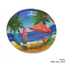 8 Assiettes en carton Hawaï
