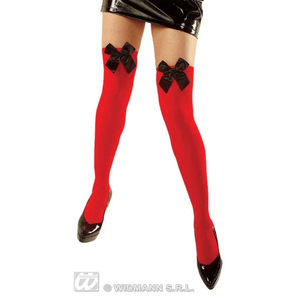 Bas Rouge Noeud Noir - accessoire Halloween - 4781R