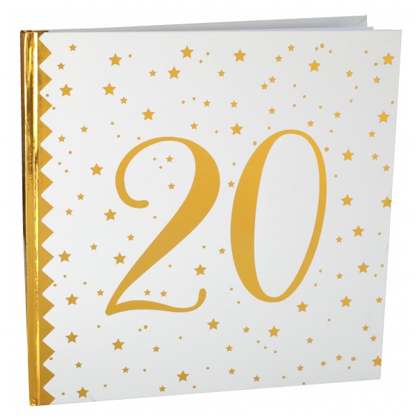 Livre d'or 20 ans Joyeux Anniversaire Blanc et Or - 6185-20