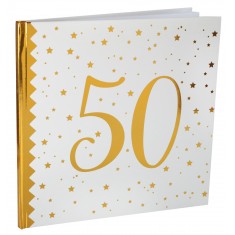 Livre d'or 50 ans Joyeux Anniversaire Blanc et Or