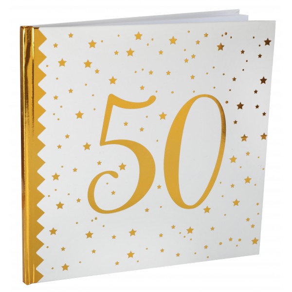 Livre d'or 50 ans Joyeux Anniversaire Blanc et Or - 6185-50