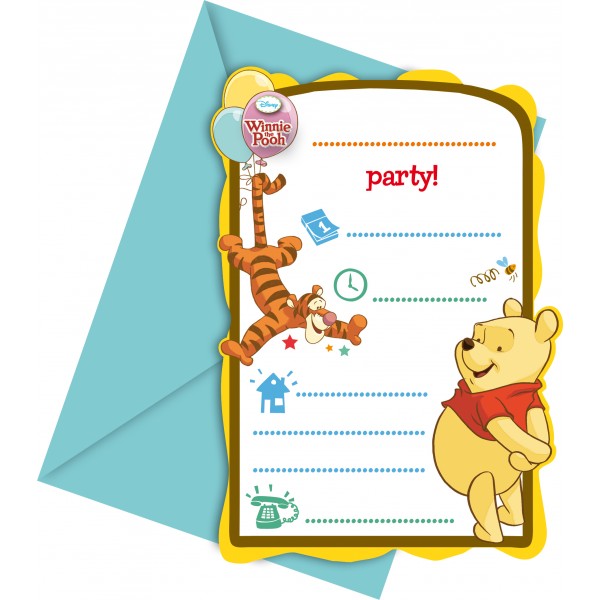 Carton d'invitation Winnie L'Ourson™ - Disney™ - 81552