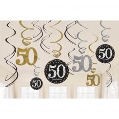 Virvatelles en papier métallisé - 50 Sparkling Celebration - Dorée x 12